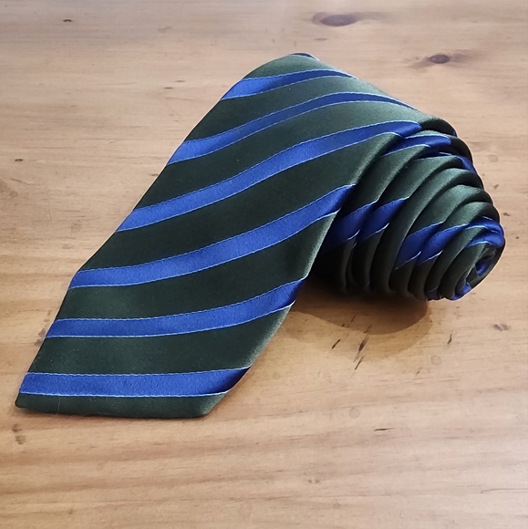 Ermenegildo Zegna Blue and Green 100% Silk Repp Tie. 59 inches - Picture 1 of 11